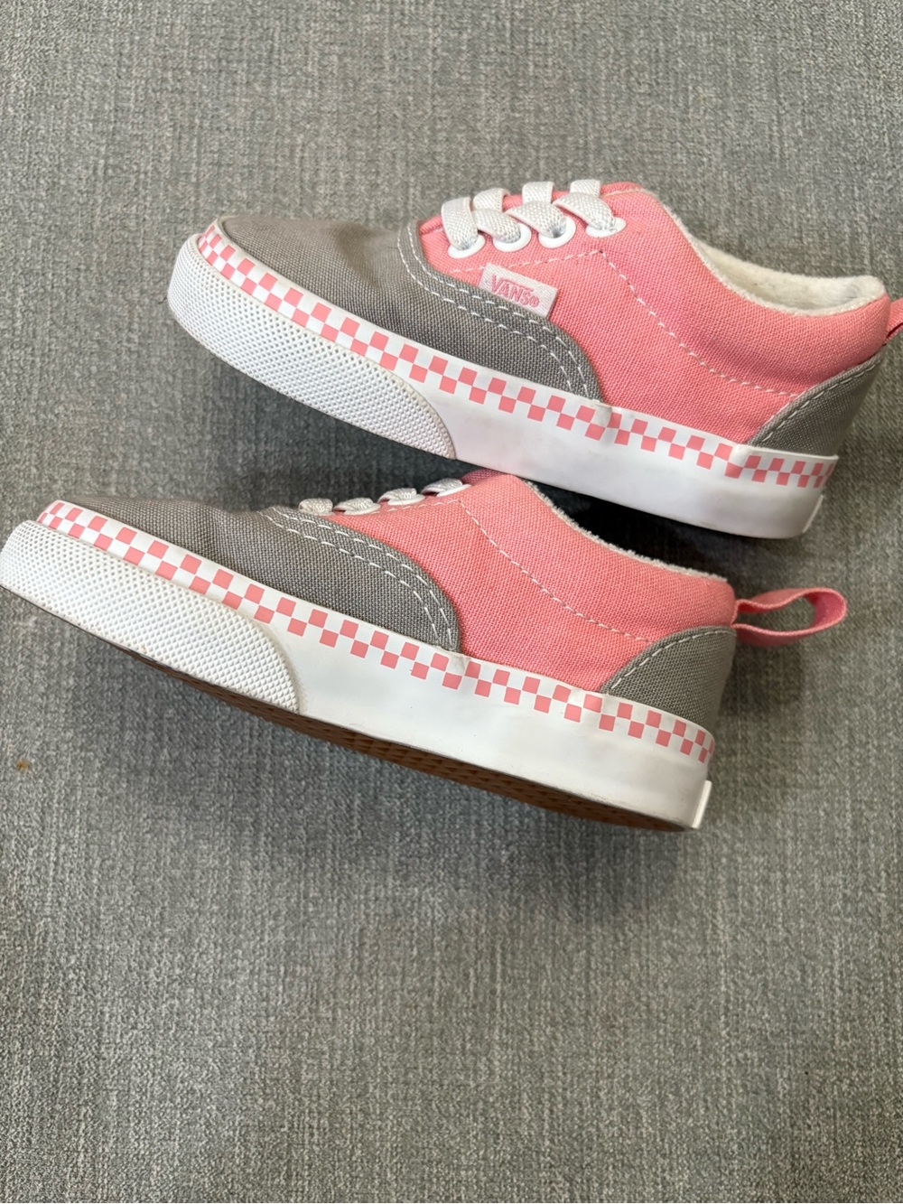 Vans Kids Pink and Gray Checkerboard Low Top Sneakers